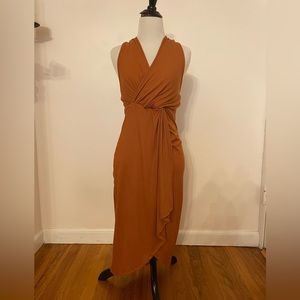 Body Con Halter Dress- Color Rust